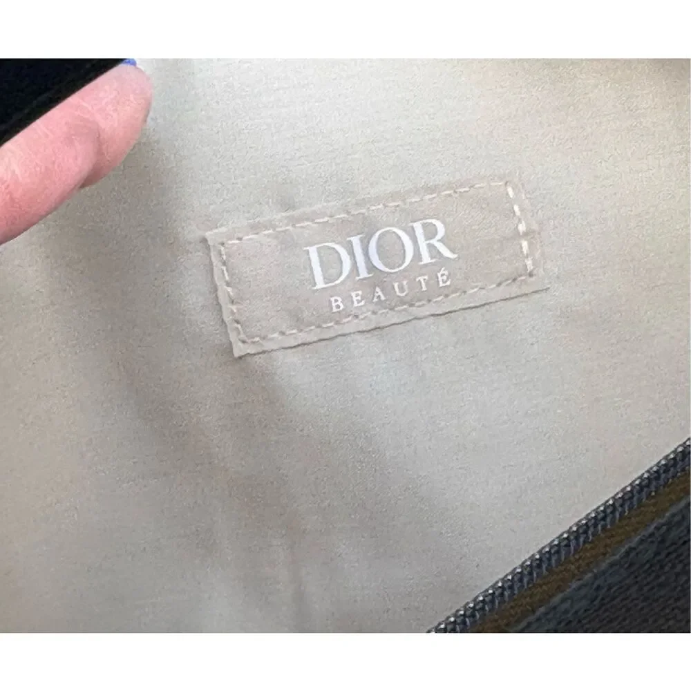 Christian Dior logo makeup pouch - linen/cotton